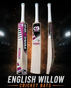 COrival Sports Axone Premium English Willow Cricket Bat showing front, side, and back profiles for professional cricket players.