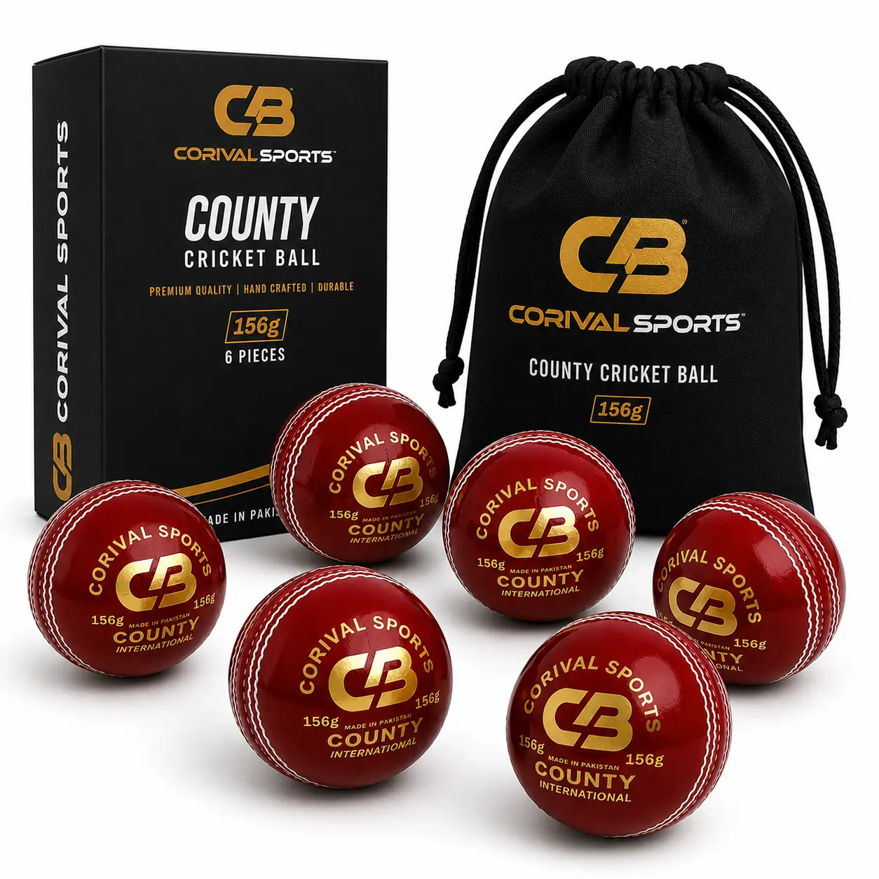 Premium leather cricket balls manufactured by Corival Sports in Sialkot, Pakistan. Hand stitched and machine stitched cricket balls for wholesale, OEM, and private label buyers in the USA and worldwide.